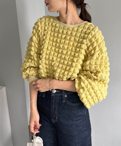 CAPRICIEUX LE'MAGE（カプリシューレマージュ）の「ぽこぽこプルオーバー（シャツ/ブラウス・レディース・ホワイト/ブラック/イエロー・FREE）」の3枚目の写真