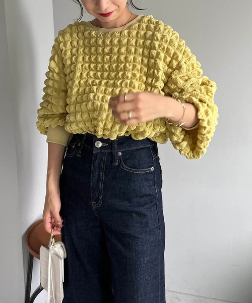 CAPRICIEUX LE'MAGE（カプリシューレマージュ）の「ぽこぽこプルオーバー（シャツ/ブラウス・レディース・ホワイト/ブラック/イエロー・FREE）」の4枚目の写真