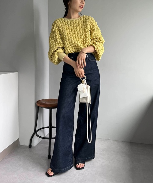 CAPRICIEUX LE'MAGE（カプリシューレマージュ）の「ぽこぽこプルオーバー（シャツ/ブラウス・レディース・ホワイト/ブラック/イエロー・FREE）」の9枚目の写真