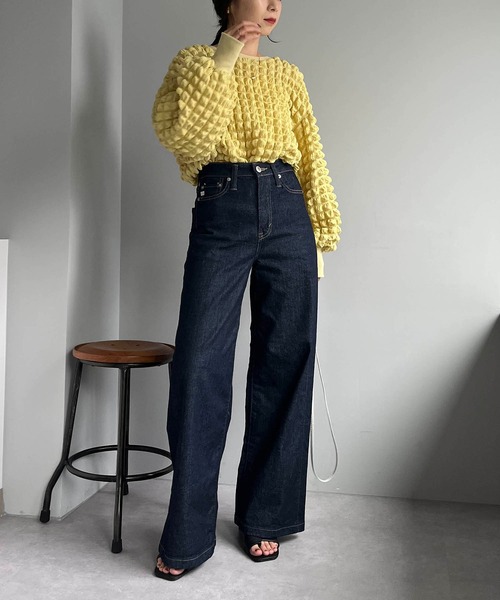 CAPRICIEUX LE'MAGE（カプリシューレマージュ）の「ぽこぽこプルオーバー（シャツ/ブラウス・レディース・ホワイト/ブラック/イエロー・FREE）」の5枚目の写真