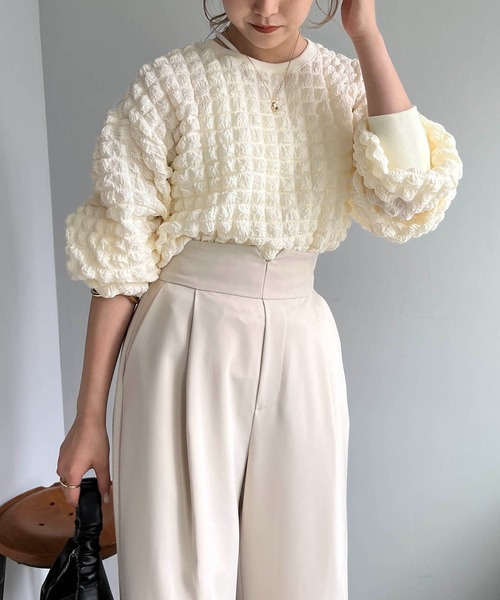 CAPRICIEUX LE'MAGE（カプリシューレマージュ）の「ぽこぽこプルオーバー（シャツ/ブラウス・レディース・ホワイト/ブラック/イエロー・FREE）」の18枚目の写真