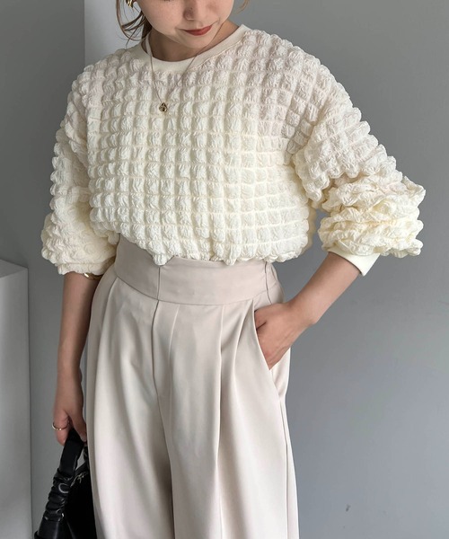 CAPRICIEUX LE'MAGE（カプリシューレマージュ）の「ぽこぽこプルオーバー（シャツ/ブラウス・レディース・ホワイト/ブラック/イエロー・FREE）」の10枚目の写真