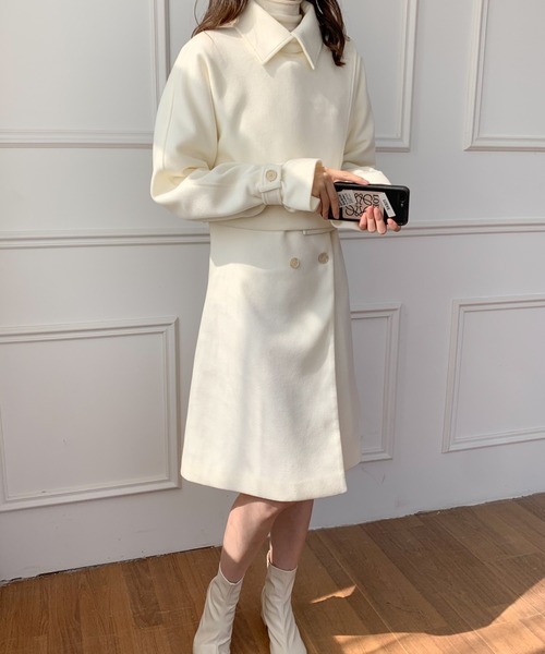 ABITOKYO（アビトーキョー）の「メルトンショートコート×ノースリーブワンピース２点セット（ピーコート・レディース・ブラック/ベージュ/オフホワイト・S/M）」の16枚目の写真