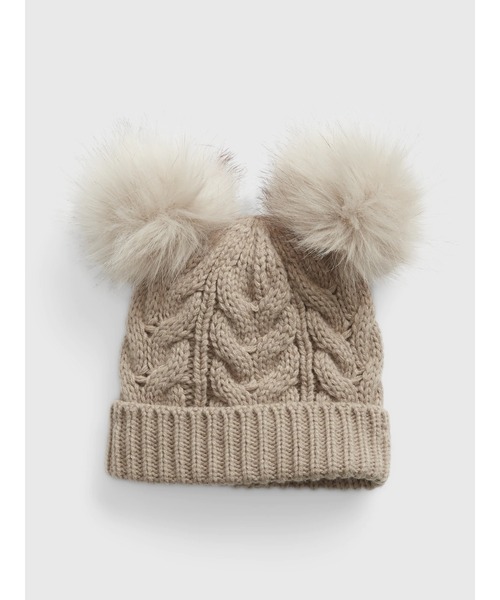 GAP（ギャップ）の「ケーブルニット ポンポンビーニー (幼児)（ニットキャップ/ビーニー・キッズ・ブラック/その他/ピンク系その他・S/M/M/L）」の3枚目の写真