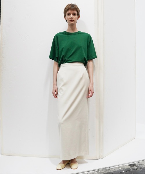 UNDECORATED(アンデコレイテッド)の「UNDECORATED アンデコレイテッド / 100/2 Cotton Double Cloth Slit Skirt スーピマコットン ダブルクロス スリットスカート(セットアップ) / UDS23411(スカート・レディース・ブラック/アイボリー・1/0)」の5枚目の写真