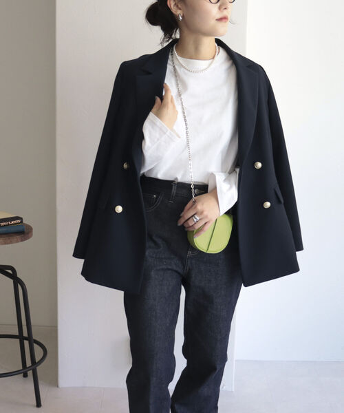 fredy emue（フレディエミュ）の「ダブルブレスト テーラードジャケット（テーラードジャケット・レディース・キャメル/ネイビー・38/36）」の17枚目の写真