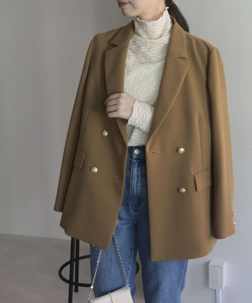 fredy emue（フレディエミュ）の「ダブルブレスト テーラードジャケット（テーラードジャケット・レディース・キャメル/ネイビー・38/36）」の8枚目の写真