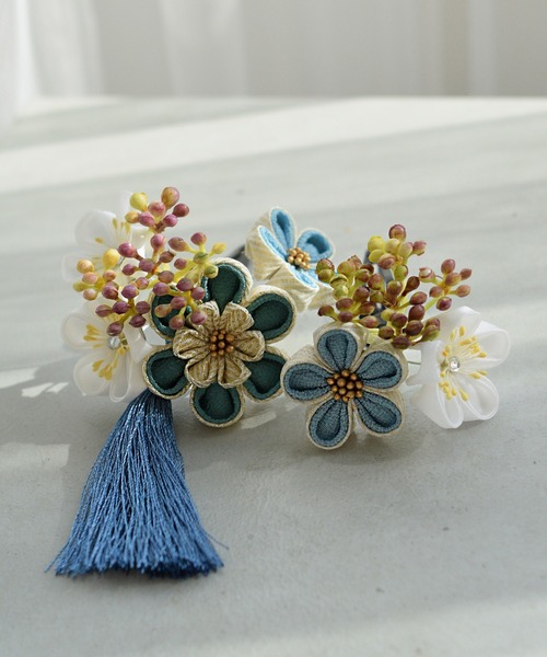 髪飾り 梅＆実タッセル 日本製（和装小物）｜utatane（ウタタネ）