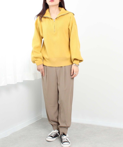 toucher du brise（トゥシェドブリーズ）の「ビッグカラー ハーフジップ ニット（ニット/セーター・レディース・ブラック/オフホワイト/オレンジ/イエロー/グリーン・M）」の14枚目の写真