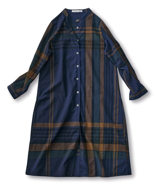 Sunny clouds（サニークラウズ）の「サニークラウズ　ドデカいチェックの切り込みチュニック〈レディース〉（チュニック・レディース・ブルー系その他・MEDIUM/LARGE/X-LARGE/XX-LARGE/NM）」の9枚目の写真