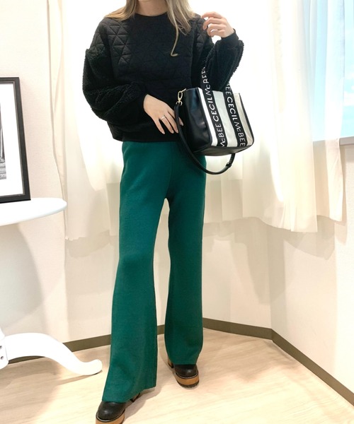 CECIL McBEE(セシルマクビー)の「ミラノリブサイドスリットニットフレアパンツ(その他パンツ・レディース・ブラック/グレイッシュベージュ/ピンク/グリーン/アイボリー・MEDIUM)」の10枚目の写真