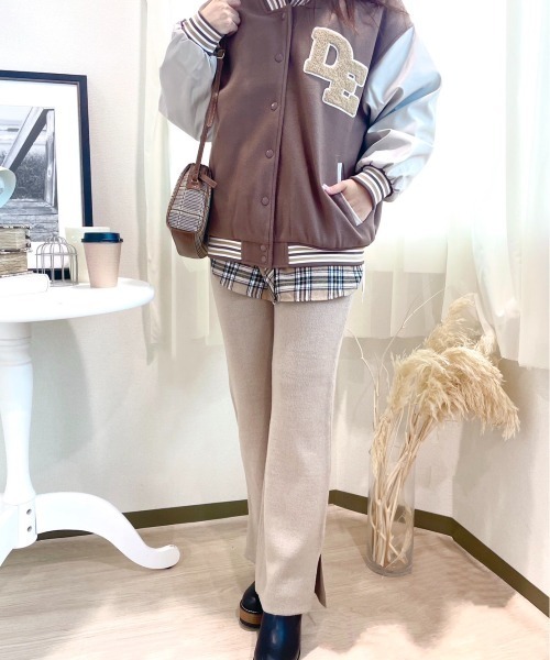 CECIL McBEE(セシルマクビー)の「ミラノリブサイドスリットニットフレアパンツ(その他パンツ・レディース・ブラック/グレイッシュベージュ/ピンク/グリーン/アイボリー・MEDIUM)」の14枚目の写真