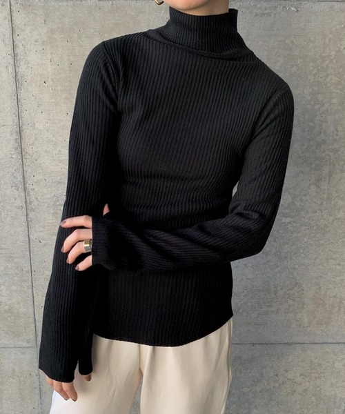 select MOCA by son(セレクトモカバイソン)の「フィンガーリブタートルネックニット(ニット/セーター・レディース・アイボリー/ブラック/グリーン/ブラウン・FREE)」の19枚目の写真