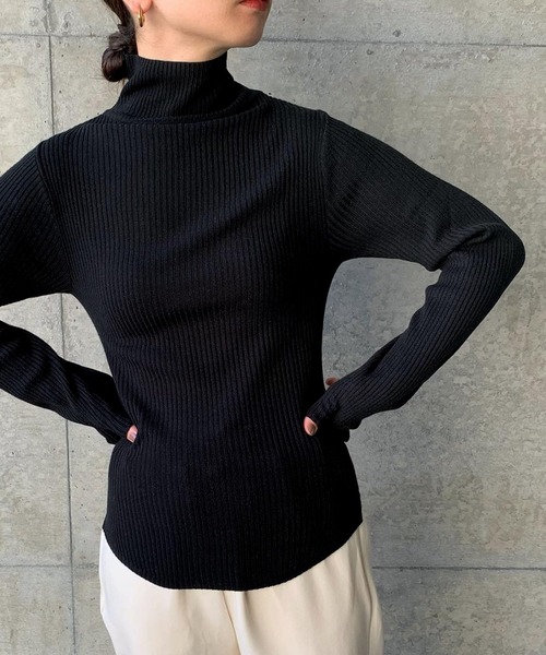 select MOCA by son(セレクトモカバイソン)の「フィンガーリブタートルネックニット(ニット/セーター・レディース・アイボリー/ブラック/グリーン/ブラウン・FREE)」の20枚目の写真