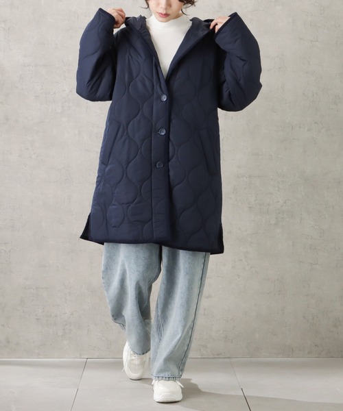NAVY（ネイビー）の「フードキルティングコート（その他アウター・レディース・ブラック/ネイビー/ベージュ・フリー）」の16枚目の写真