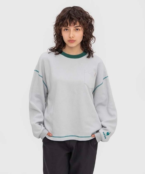 le coq sportif(ルコックスポルティフ)の「ルコック ワッフルロングスリーブシャツ 長袖 吸汗 UVカット ゆったりシルエット tシャツ スポーツウエア レディース トレーニングウエア(Tシャツ/カットソー・レディース・ホワイト/ブルー/グレー・S/M/XL/L)」の3枚目の写真