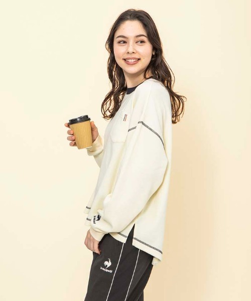 le coq sportif(ルコックスポルティフ)の「ルコック ワッフルロングスリーブシャツ 長袖 吸汗 UVカット ゆったりシルエット tシャツ スポーツウエア レディース トレーニングウエア(Tシャツ/カットソー・レディース・ホワイト/ブルー/グレー・S/M/XL/L)」の8枚目の写真