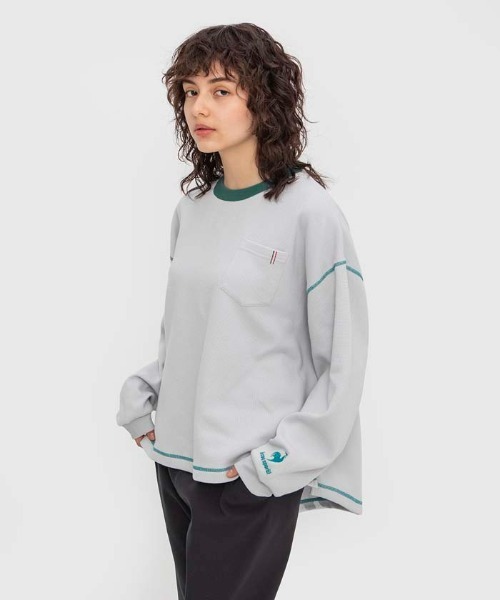 le coq sportif(ルコックスポルティフ)の「ルコック ワッフルロングスリーブシャツ 長袖 吸汗 UVカット ゆったりシルエット tシャツ スポーツウエア レディース トレーニングウエア(Tシャツ/カットソー・レディース・ホワイト/ブルー/グレー・S/M/XL/L)」の11枚目の写真