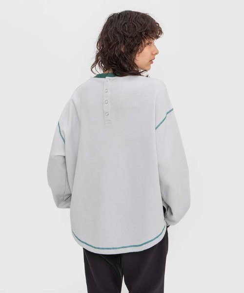 le coq sportif(ルコックスポルティフ)の「ルコック ワッフルロングスリーブシャツ 長袖 吸汗 UVカット ゆったりシルエット tシャツ スポーツウエア レディース トレーニングウエア(Tシャツ/カットソー・レディース・ホワイト/ブルー/グレー・S/M/XL/L)」の12枚目の写真