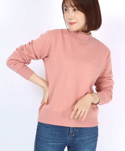 Champion(チャンピオン)の「Champion(チャンピオン)モックネック裏起毛スウェットトップス レディース/無地ワンポイントロゴ トレーナープルオーバー(スウェット・レディース・グレー/ピンク系その他/ブラック/グリーン系その他/ホワイト・L/M)」の12枚目の写真