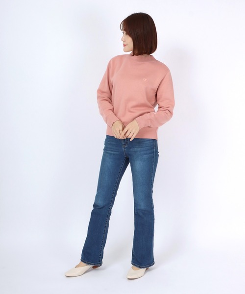 Champion(チャンピオン)の「Champion(チャンピオン)モックネック裏起毛スウェットトップス レディース/無地ワンポイントロゴ トレーナープルオーバー(スウェット・レディース・グレー/ピンク系その他/ブラック/グリーン系その他/ホワイト・L/M)」の11枚目の写真