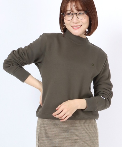 Champion(チャンピオン)の「Champion(チャンピオン)モックネック裏起毛スウェットトップス レディース/無地ワンポイントロゴ トレーナープルオーバー(スウェット・レディース・グレー/ピンク系その他/ブラック/グリーン系その他/ホワイト・L/M)」の18枚目の写真