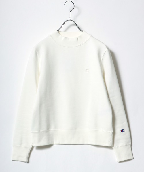 Champion(チャンピオン)の「Champion(チャンピオン)モックネック裏起毛スウェットトップス レディース/無地ワンポイントロゴ トレーナープルオーバー(スウェット・レディース・グレー/ピンク系その他/ブラック/グリーン系その他/ホワイト・L/M)」の8枚目の写真
