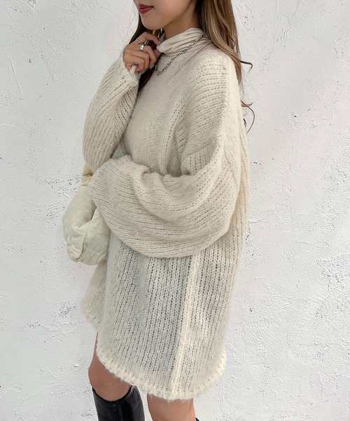 apres jour mignon(アプレジュールミニョン)の「モヘアライクニット【ZOZOTOWN限定アイテム】(ニット/セーター・レディース・ピンク/グリーン/アイボリー・X-LARGE/フリー)」の6枚目の写真