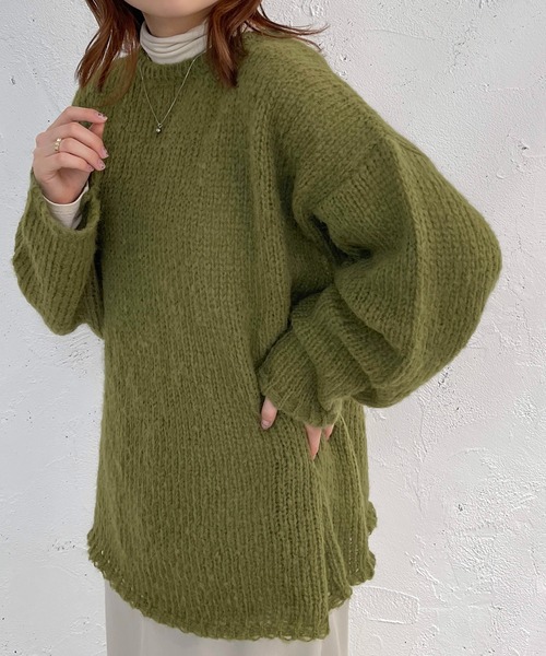 apres jour mignon(アプレジュールミニョン)の「モヘアライクニット【ZOZOTOWN限定アイテム】(ニット/セーター・レディース・ピンク/グリーン/アイボリー・X-LARGE/フリー)」の12枚目の写真