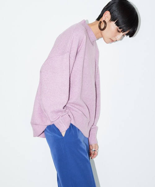 AMERICAN HOLIC（アメリカンホリック）の「カラーMIXモックネックニットプルオーバー（ニット/セーター・レディース・サックスブルー/ピンク/イエロー/ベージュ系その他・M/L）」の4枚目の写真