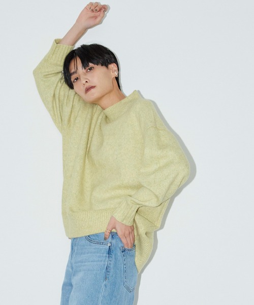 AMERICAN HOLIC（アメリカンホリック）の「カラーMIXモックネックニットプルオーバー（ニット/セーター・レディース・サックスブルー/ピンク/イエロー/ベージュ系その他・M/L）」の5枚目の写真