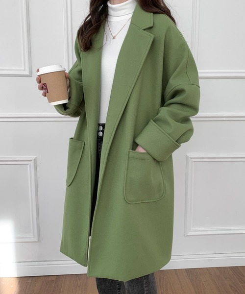 ABITOKYO（アビトーキョー）の「オーバーサイズミドル丈チェスターコート（チェスターコート・レディース・グリーン/ブラウン/ブラック/ベージュ・FREE）」の17枚目の写真