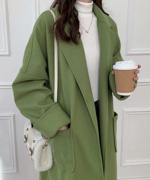 ABITOKYO（アビトーキョー）の「オーバーサイズミドル丈チェスターコート（チェスターコート・レディース・グリーン/ブラウン/ブラック/ベージュ・FREE）」の18枚目の写真