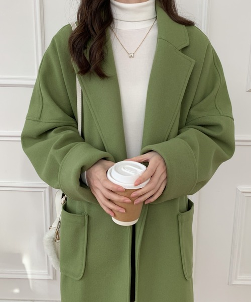 ABITOKYO（アビトーキョー）の「オーバーサイズミドル丈チェスターコート（チェスターコート・レディース・グリーン/ブラウン/ブラック/ベージュ・FREE）」の19枚目の写真