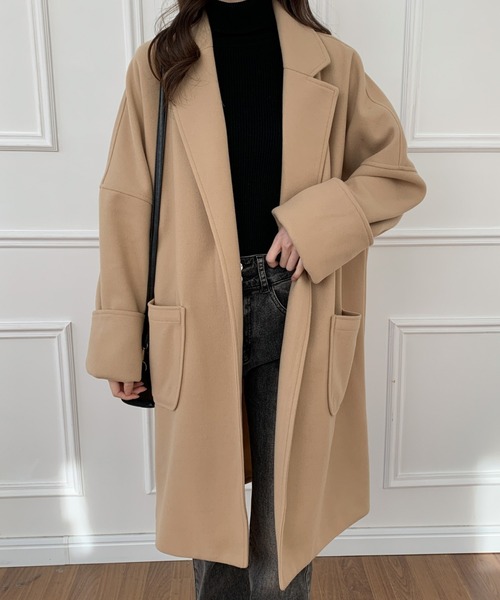 ABITOKYO（アビトーキョー）の「オーバーサイズミドル丈チェスターコート（チェスターコート・レディース・グリーン/ブラウン/ブラック/ベージュ・FREE）」の11枚目の写真