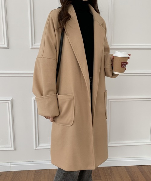 ABITOKYO（アビトーキョー）の「オーバーサイズミドル丈チェスターコート（チェスターコート・レディース・グリーン/ブラウン/ブラック/ベージュ・FREE）」の13枚目の写真