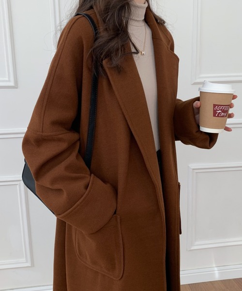 ABITOKYO（アビトーキョー）の「オーバーサイズミドル丈チェスターコート（チェスターコート・レディース・グリーン/ブラウン/ブラック/ベージュ・FREE）」の6枚目の写真