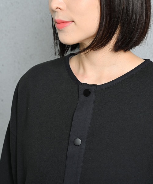 Arinomama(アリノママ)の「Arinomama 綿100%裏毛 切替クルーネックカーディガン(カーディガン/ボレロ・レディース・ピンク/ブラック/霜降りグレー/グリーン・FREE)」の18枚目の写真