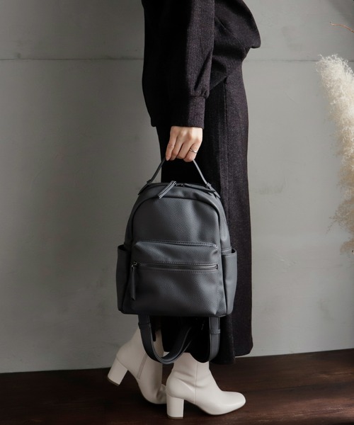 VitaFelice（ヴィータフェリーチェ）の「9ポケットミニリュック（バックパック/リュック・レディース・グレー/ブラック/カーキ/ライトグレー/ベージュ系・FREE）」の6枚目の写真