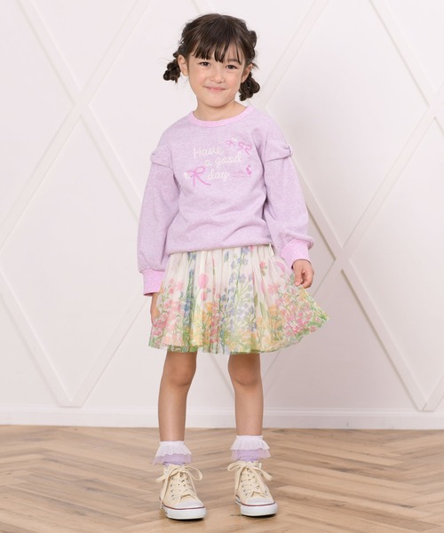 KP（ケーピー）の「リボンモチーフラメミニ裏毛トレーナー(100～130cm)（スウェット・キッズ・パープル/ミント・110cm/120cm/130cm）」の3枚目の写真