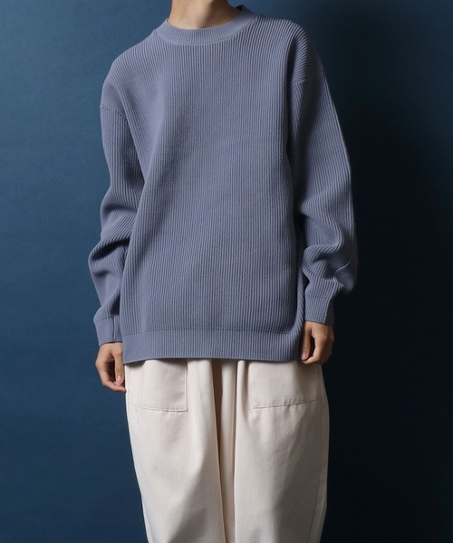 ANPAS(アンパス)の「High Function Oversized Eco Knit Pullover/オーバーサイズ ニットプルオーバー 吸水速乾 UVカット(ニット/セーター・メンズ・アイボリー/グレイッシュブルー/イエロー/ネイビー・M/L)」の12枚目の写真