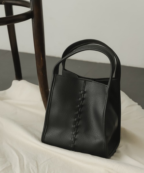 SENSE OF PLACE by URBAN RESEARCH（センスオブプレイスバイアーバンリサーチ）の「センター編みミニトートバッグ（ショルダーバッグ・レディース・ブラック/ベージュ/グリーン・ONE）」の6枚目の写真