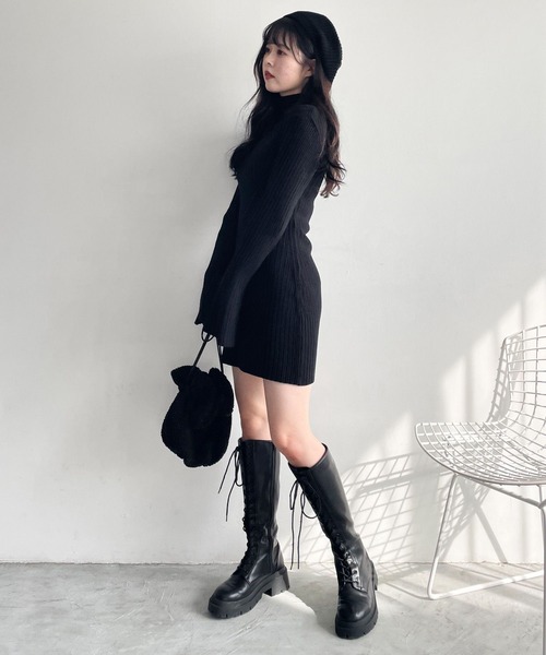 Heather（ヘザー）の「ニットベレー　184181（ハンチング/ベレー帽・レディース・グレー/ブラック・ONE SIZE）」の5枚目の写真