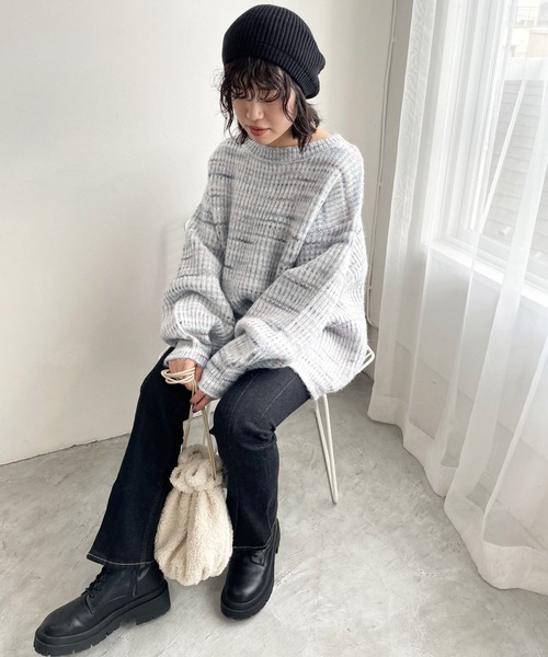 Heather（ヘザー）の「ニットベレー　184181（ハンチング/ベレー帽・レディース・グレー/ブラック・ONE SIZE）」の21枚目の写真