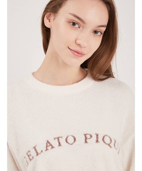 gelato pique（ジェラートピケ）の「スムーズィーロゴジャガードプルオーバー＆ショートパンツSET（ルームウェア/パジャマ・レディース・アイボリー/チャコールグレー/ピンク/ミント・FREE）」の9枚目の写真