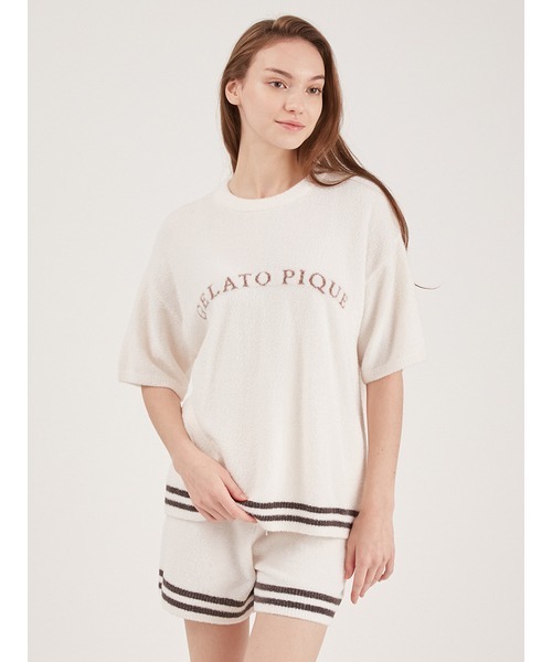 gelato pique（ジェラートピケ）の「スムーズィーロゴジャガードプルオーバー＆ショートパンツSET（ルームウェア/パジャマ・レディース・アイボリー/チャコールグレー/ピンク/ミント・FREE）」の13枚目の写真