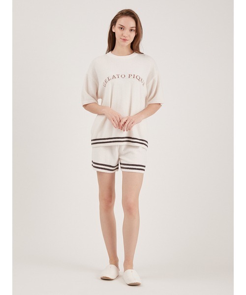 gelato pique（ジェラートピケ）の「スムーズィーロゴジャガードプルオーバー＆ショートパンツSET（ルームウェア/パジャマ・レディース・アイボリー/チャコールグレー/ピンク/ミント・FREE）」の20枚目の写真