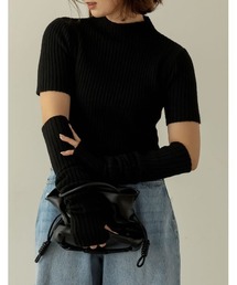 [2点セット]アームウォーマー付きリブニットプルオーバー