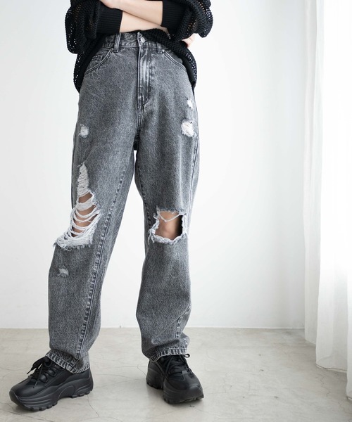 WEGO（ウィゴー）の「WEGO/ヘビークラッシュローライズパンツ（デニムパンツ・レディース・インディゴブルー/ホワイト/ライトインディゴブルー/ブラック/ブラック系その他/コバルトブルー・SMALL/MEDIUM）」の3枚目の写真