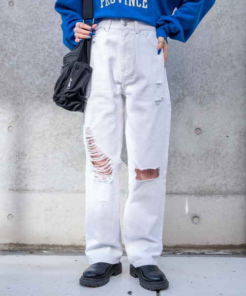 WEGO（ウィゴー）の「WEGO/ヘビークラッシュローライズパンツ（デニムパンツ・レディース・インディゴブルー/ホワイト/ライトインディゴブルー/ブラック/ブラック系その他/コバルトブルー・SMALL/MEDIUM）」の11枚目の写真